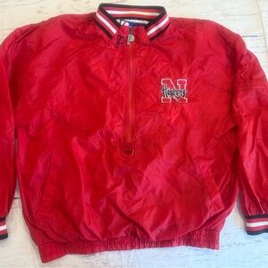 VTG 90s University Nebraska Corn Huskers NCAA Pro Player Pull Over Jacket As Is